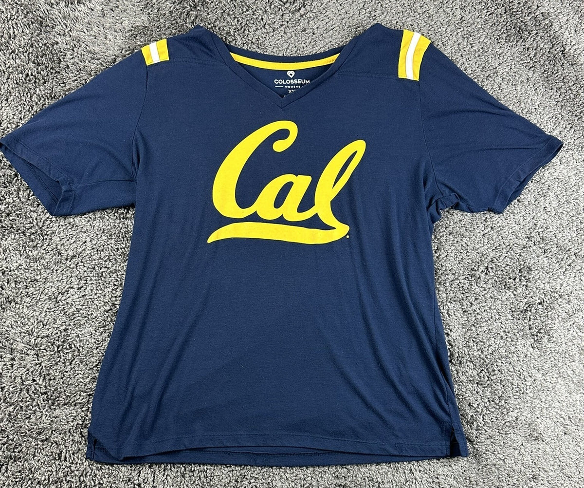 Cal Berkeley Golden Bears T Shirt Womens XXL Blue V Neck Short Sleeve