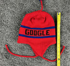 Vintage Google Employee Swag Knit Earflap Beanie Hat Red Blue Tech Merch OS
