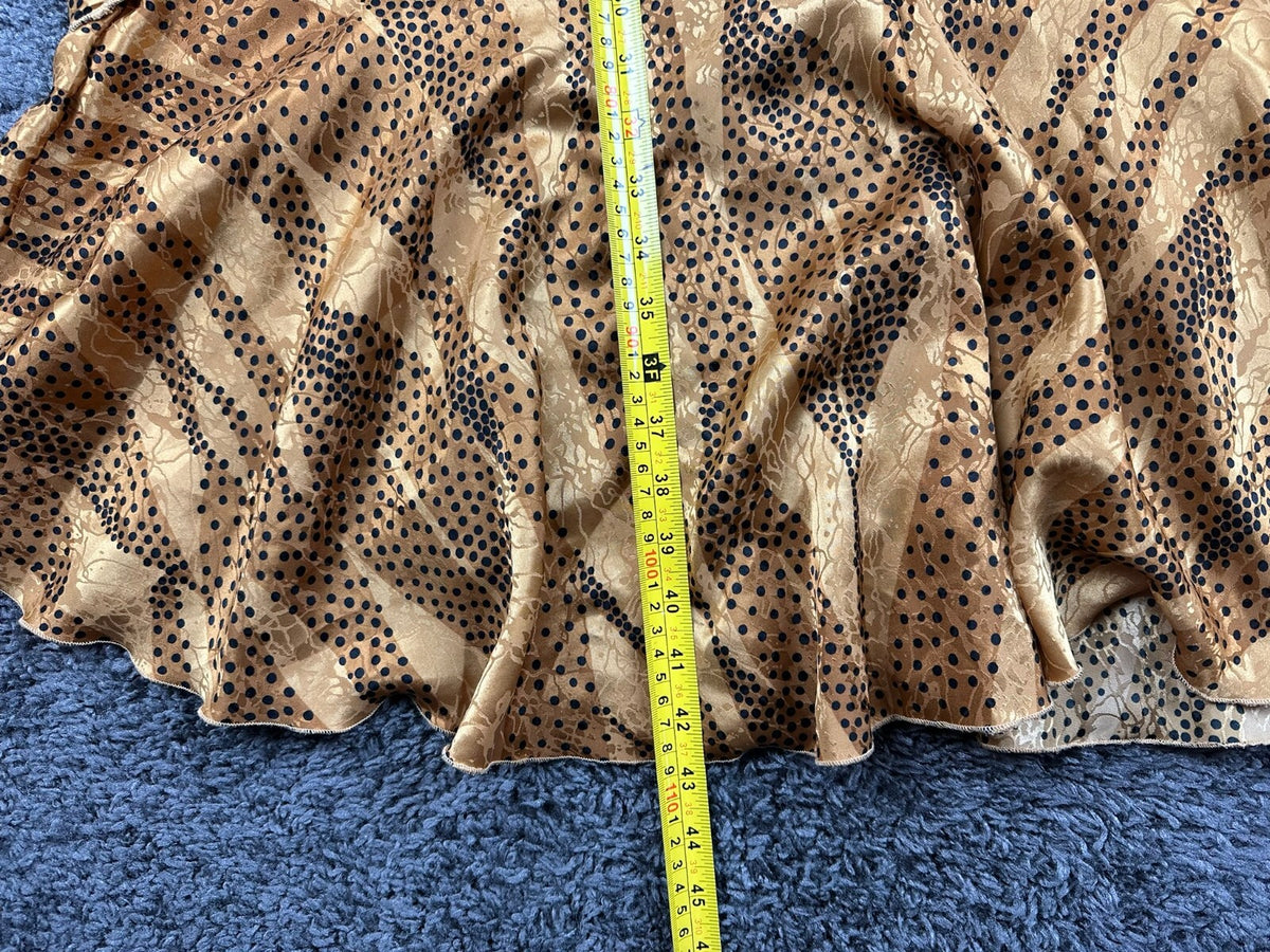 Vintage 3K Fashion Womens XL Flapper Drop Waist Dress Metallic Gold Animal Print