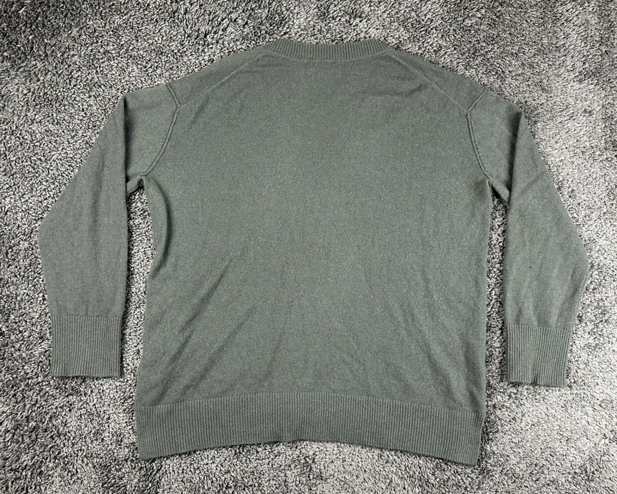 Nordstrom Signature Women's XL Green 100% Cashmere V-Neck Pullover Sweater