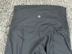 Lululemon Tight Stuff Crop Leggings Womens 4 Black Mesh Scallop Hem Laser Cut