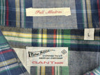 Gant Rugger Men's Large L Plaid Fall Madras Long Sleeve Shirt Blue Green