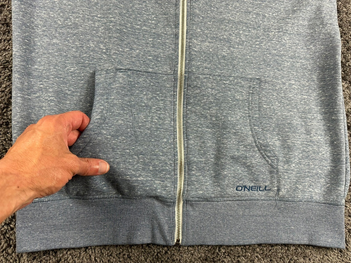 O'Neill Mens XL Full Zip Hoodie Blue Heathered Fleece Sweatshirt Jacket Surf
