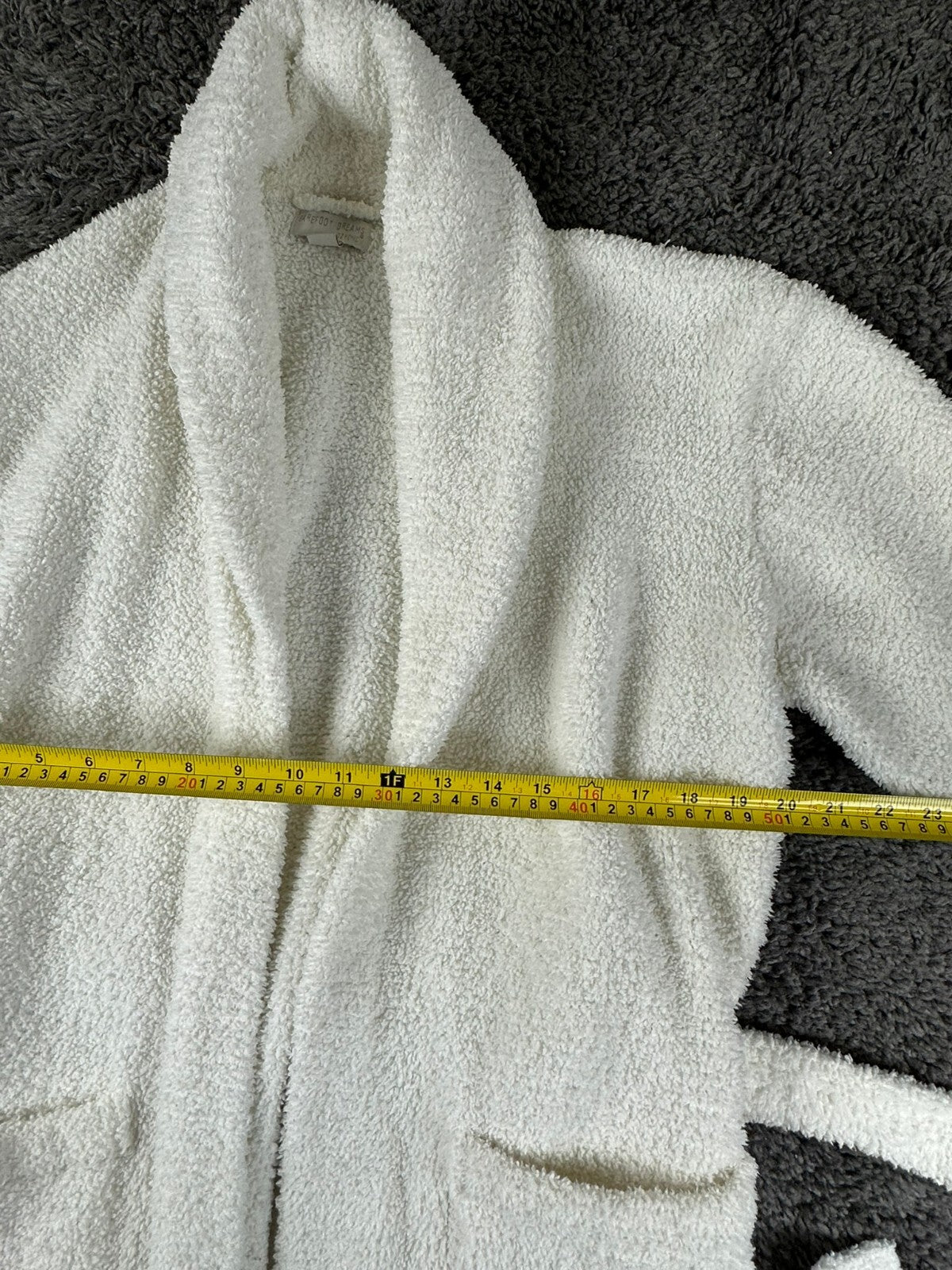 Barefoot Dreams CozyChic Adult Robe Cream White Size 1 S/M Plush Belted Pockets
