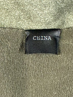 VEDA Leather Jacket Women Olive Green Asymmetrical Moto Wool Knit Silk Sz M