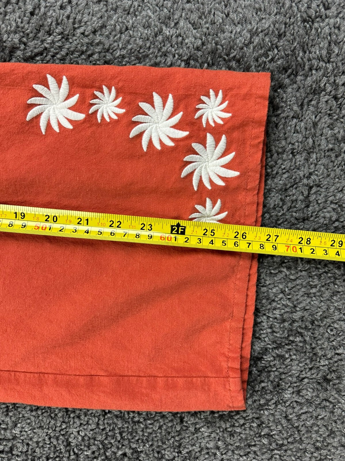 Rhythm Womens Linen Blend Wide Leg Pants Orange Sz 2 Floral Embroidered Pull On
