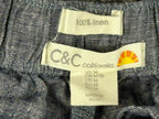 C&C California Womens M Blue 100% Linen Drawstring Pull On Casual Shorts