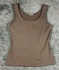 JudyP Womens Tank Top Medium Brown Scoop Neck Sleeveless Stretch Made in USA