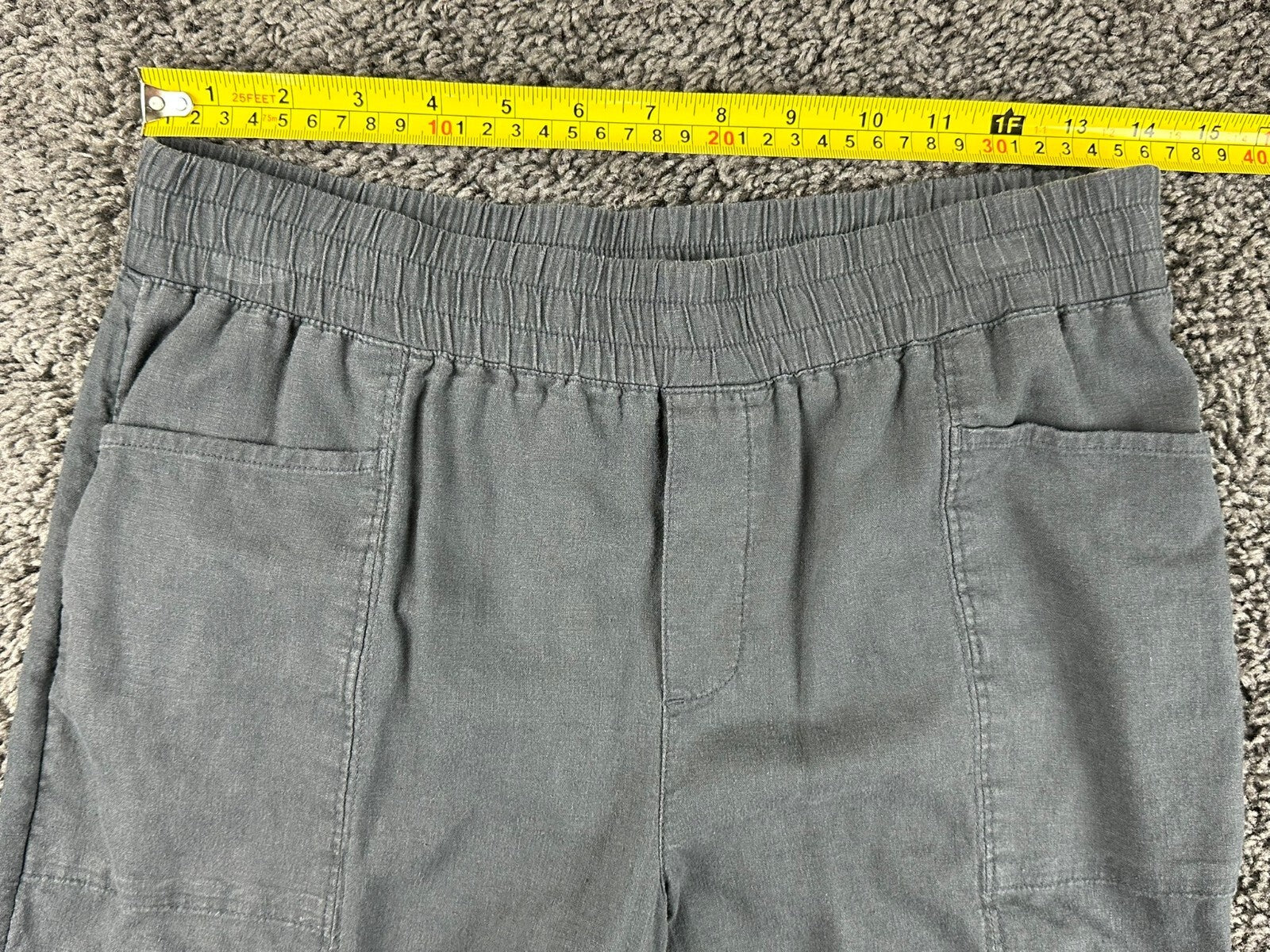 Caslon Womens Gray Linen Blend Elastic Waist Casual Pull On Pants Sz XS