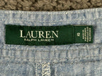 Lauren Ralph Lauren Womens 12 Blue Chambray Linen Wide Leg Crop Pants Pockets