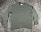 Nordstrom Signature Women's XL Green 100% Cashmere V-Neck Pullover Sweater