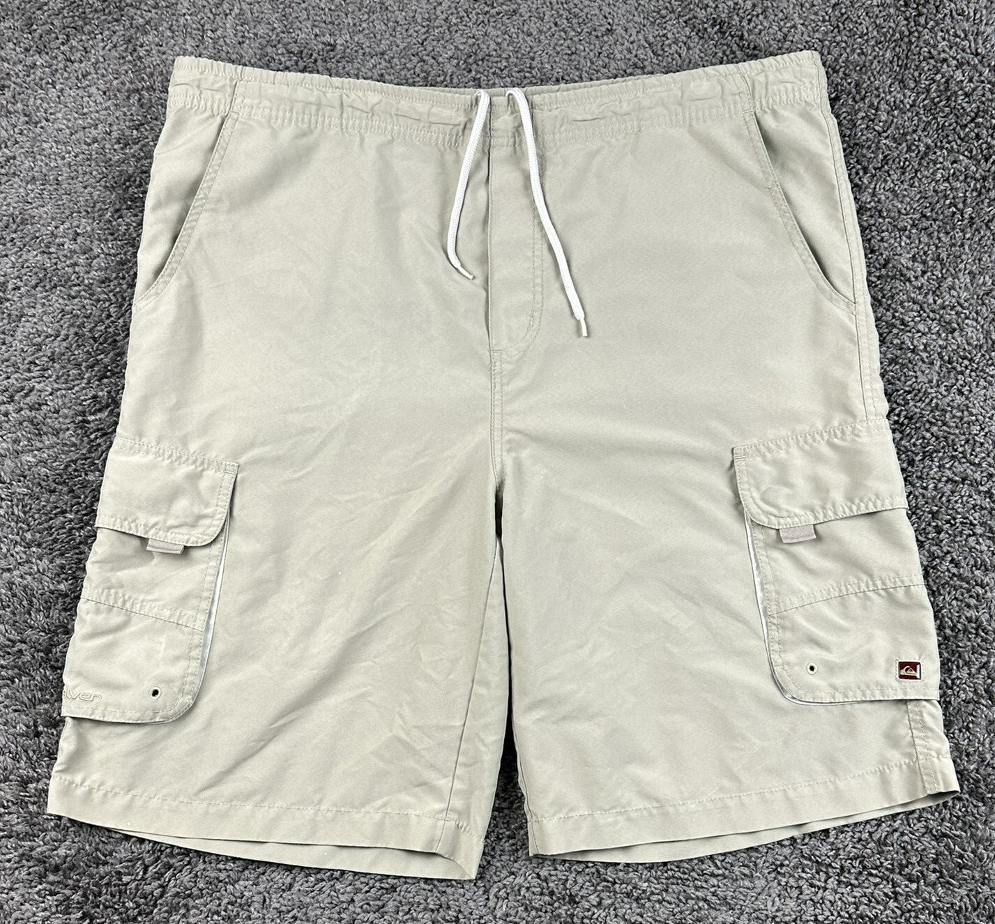 Vintage Quiksilver Cargo Shorts Men 41 Waist Tan Drawstring Y2K Sz L