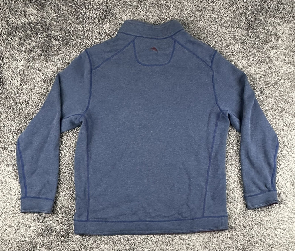 Tommy Bahama Quarter Zip Pullover Mens XL Reversible Blue Burgundy Marlin