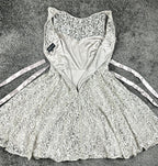 Betsy & Adam Womens 6 Silver Metallic Lace Rhinestone Tulle Cocktail Party Dress