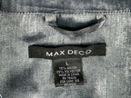 Max Deco Mens L Silver Grey Satin Long Sleeve Button Up Pajama Shirt Top