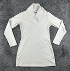 Lolë Womens L White Call Me Cowl Neck Pocket Sweatshirt Tunic Dress