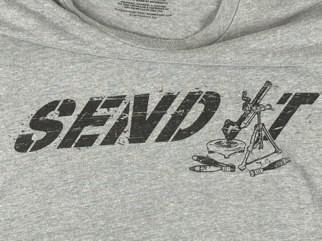 Grunt Style Send It Mortar Shirt Mens Gray Military Patriotic Graphic Tee Sz XL