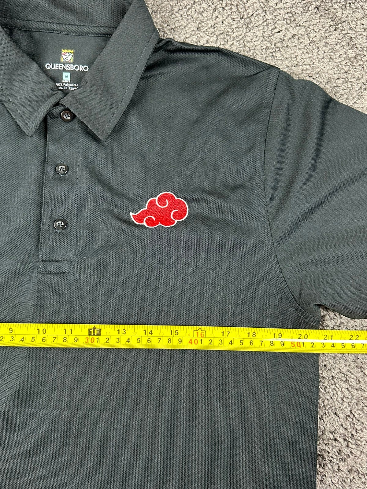 Itachi Uchiha Akatsuki Cloud Embroidered Polo Shirt Black Naruto Shippuden Med