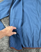 L.L.Bean Fleece Jacket Men Blue Full Zip Waffle Knit Thumbhole Cuffs Sz L