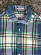 Gant Rugger Men's Large L Plaid Fall Madras Long Sleeve Shirt Blue Green