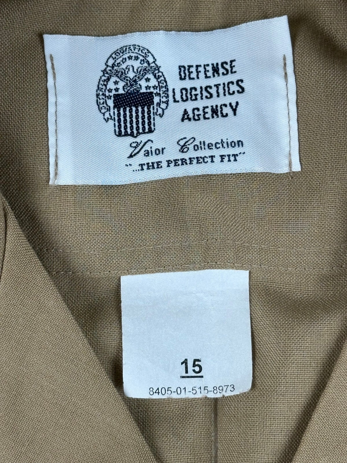USMC Marine Corps Khaki Short Sleeve Service Shirt Mens DLA Uniform Tan  Size 15