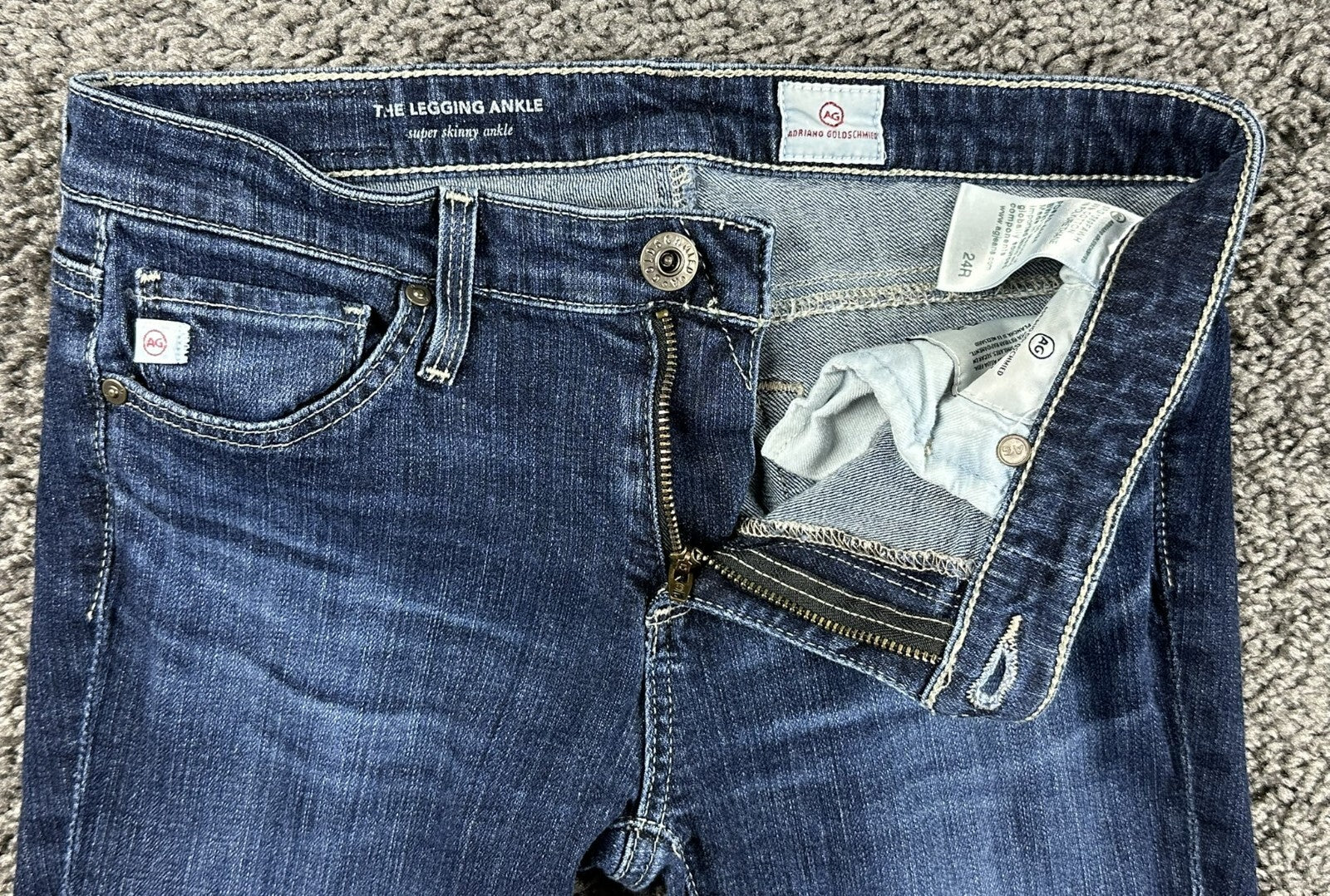AG Adriano Goldschmied The Legging Ankle Jeans Womens Blue Skinny Sz 24R