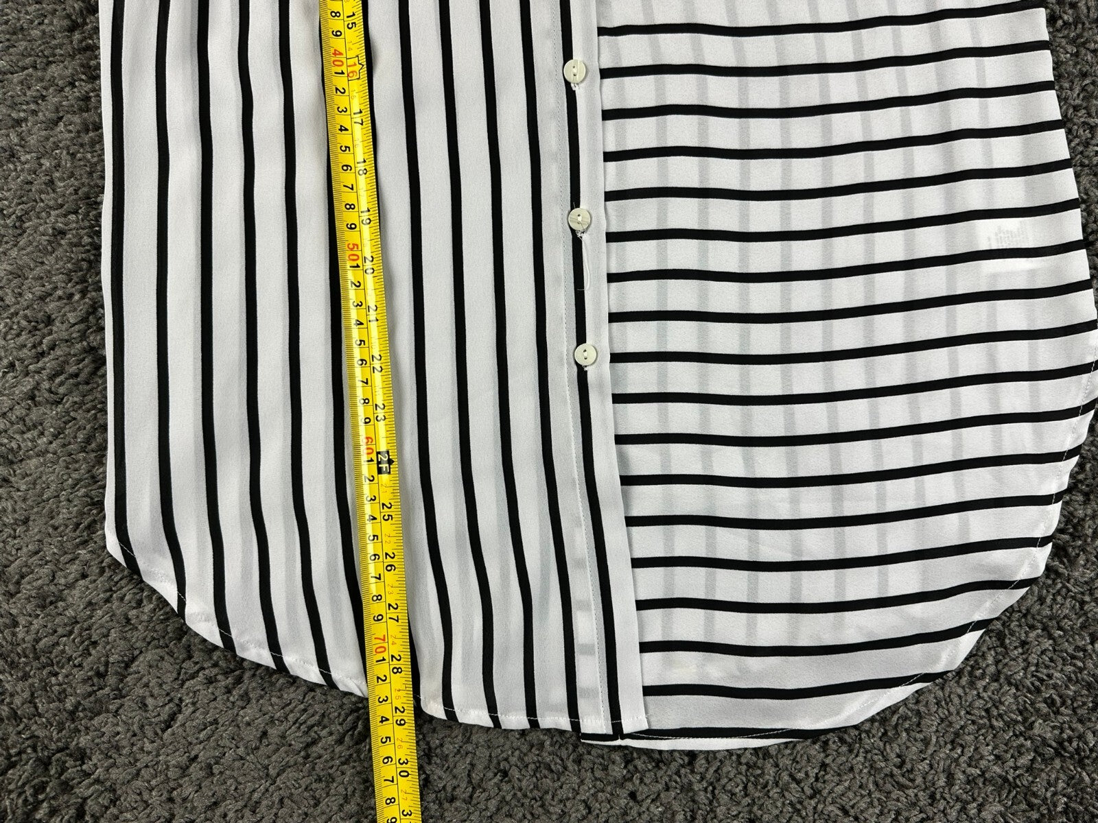 Valerie Stevens Womens Striped Button Up Cold Shoulder Blouse Shirt Sz M NWT