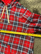 Lands End Serious Sweats Womens Hooded Lounger Dress Plaid Red Fleece 3X 24W