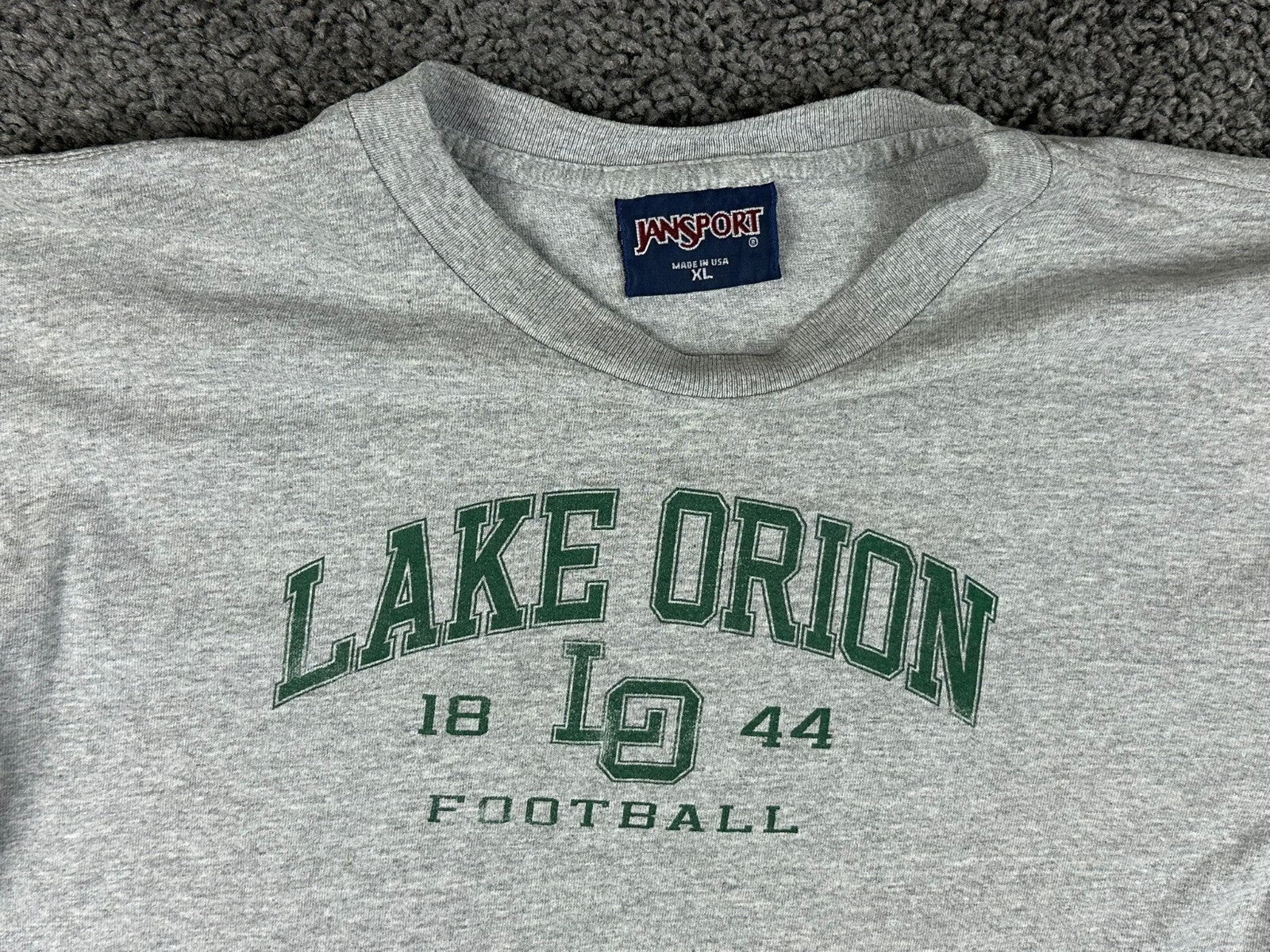 Vintage 90's JanSport Lake Orion Football Shirt Gray Mens XL (Fits Small)