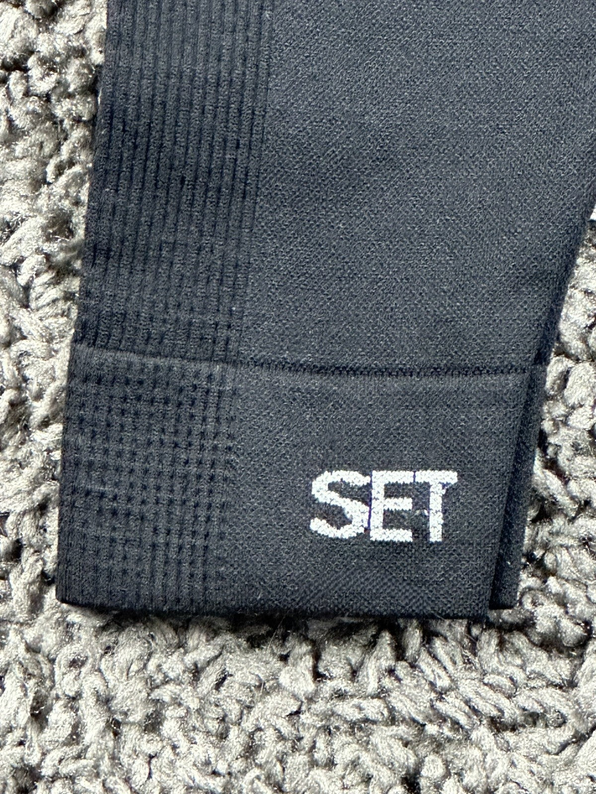 SET Active SculptFlex Leggings Black High Rise Ribbed Seamless Yoga Pants XS/S