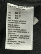 American Eagle AirFlex+ Jeans Mens Black Gray Distressed Stretch Denim Sz 34x32