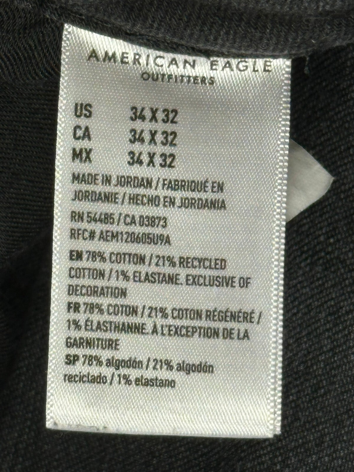 American Eagle AirFlex+ Jeans Mens Black Gray Distressed Stretch Denim Sz 34x32