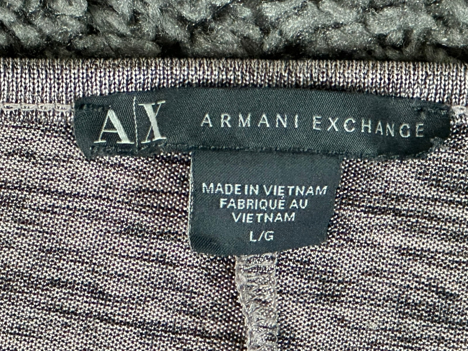 Armani Exchange Womens Large Long Sleeve Sweater Top Space Dye Gray Zip Cuffs