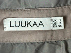 Luukaa Lagenlook Womens Button Tunic Shirt Taupe Gray Size 8 Mixed Media Pockets