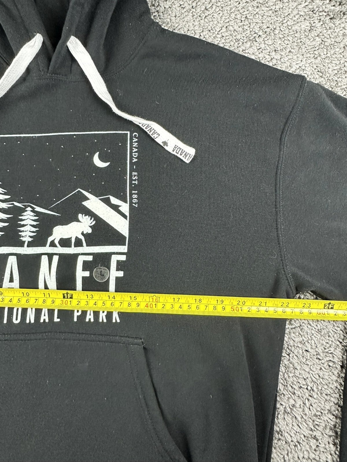 Canadian Vintage Clothing Co Mens L Black Banff National Park Graphic Hoodie NWT