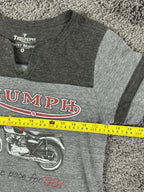 Lucky Brand Triumph Motorcycle Tee Shirt Womens M Gray Graphic Colorblock Biker