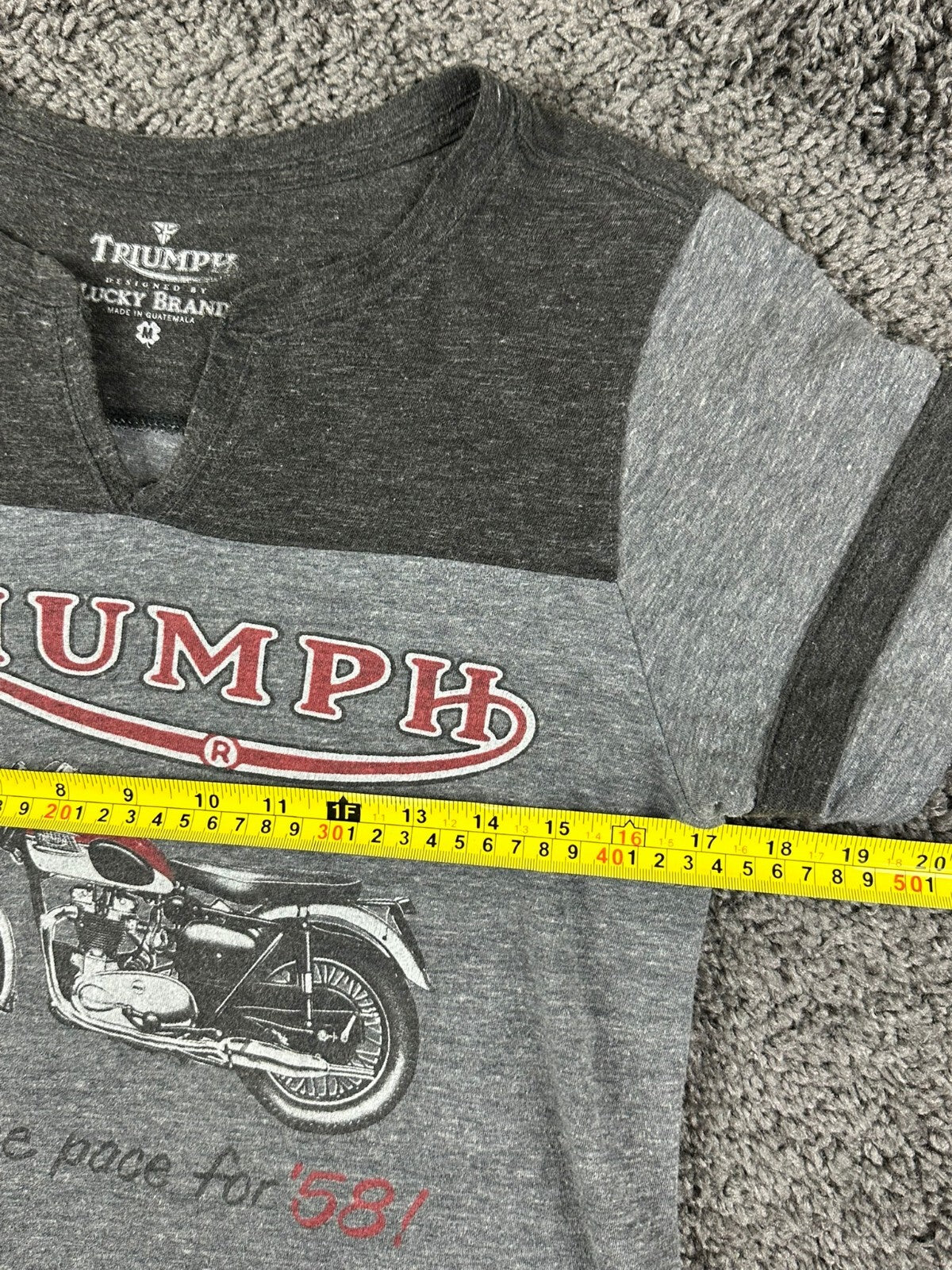 Lucky Brand Triumph Motorcycle Tee Shirt Womens M Gray Graphic Colorblock Biker