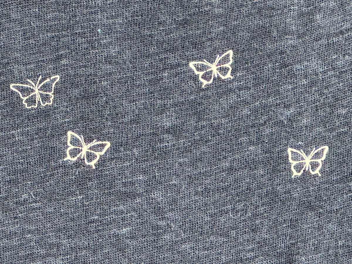 Rails Women's Size S Blue White Butterfly Print Linen Tencel V-Neck Tee Top