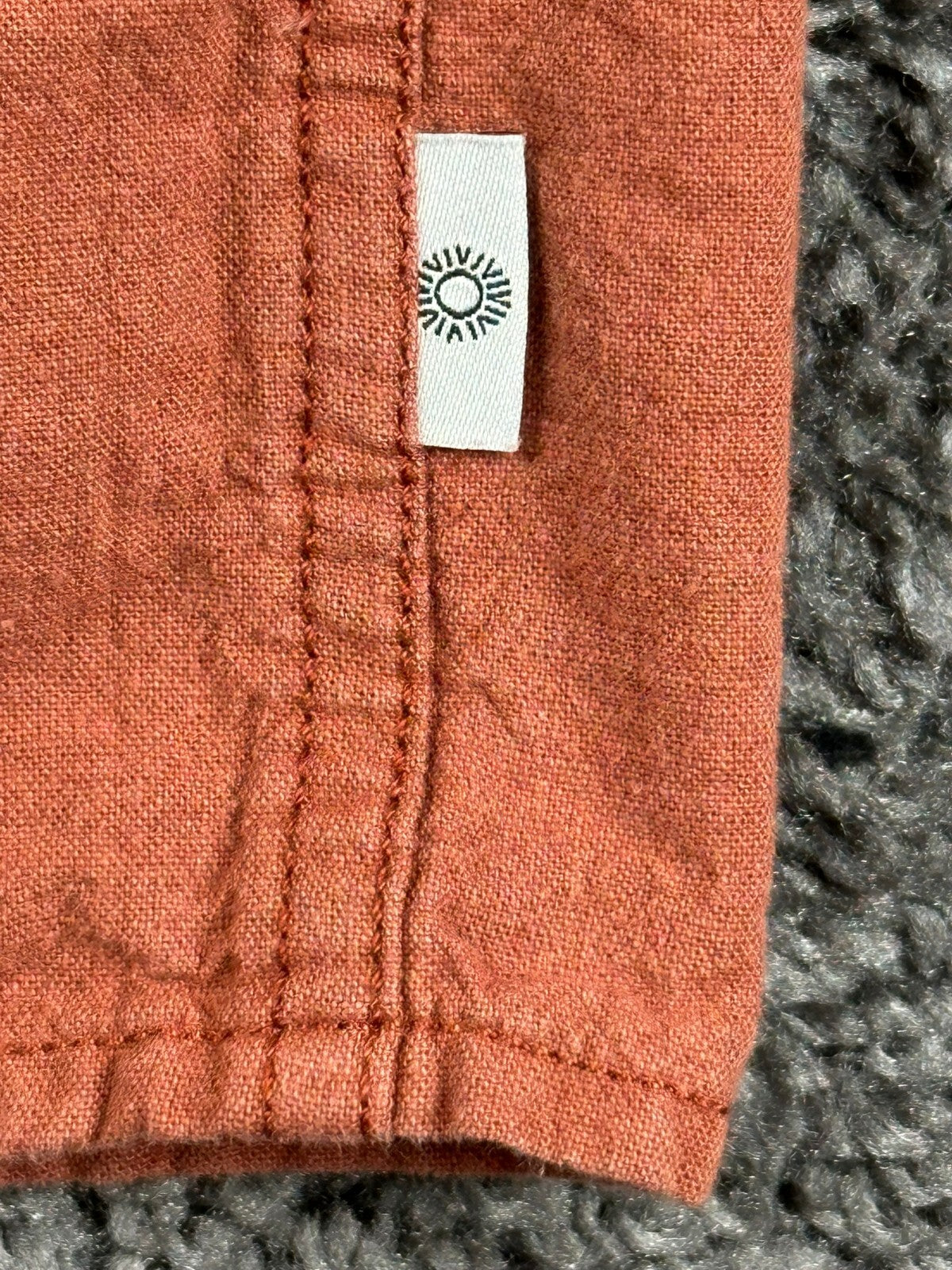 Rhythm Classics Linen Blend Button Up Shirt Mens Large Rust Orange Long Sleeve