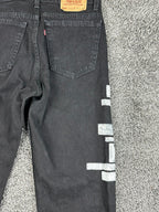 Vintage Levis 505 Jeans Mens 34x30 Black Made In USA Painted Distressed Grunge