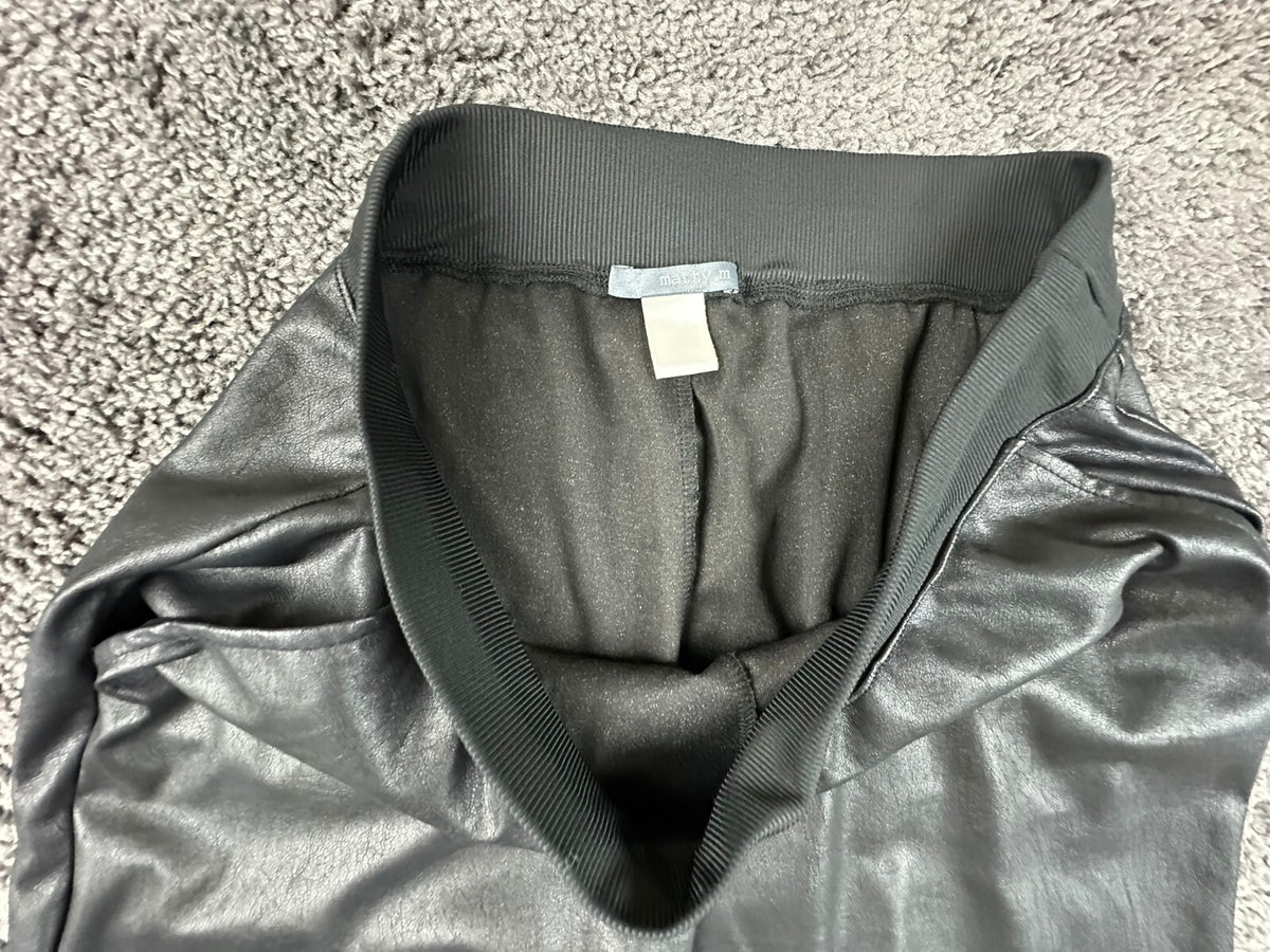Matty M Faux Leather Jogger Pants Womens Size Medium Black Elastic Waist