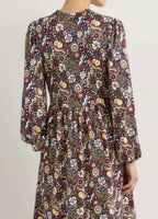 Boden Button Through Jersey Dress US 10R Multicolor Floral V-Neck Long Sleeve