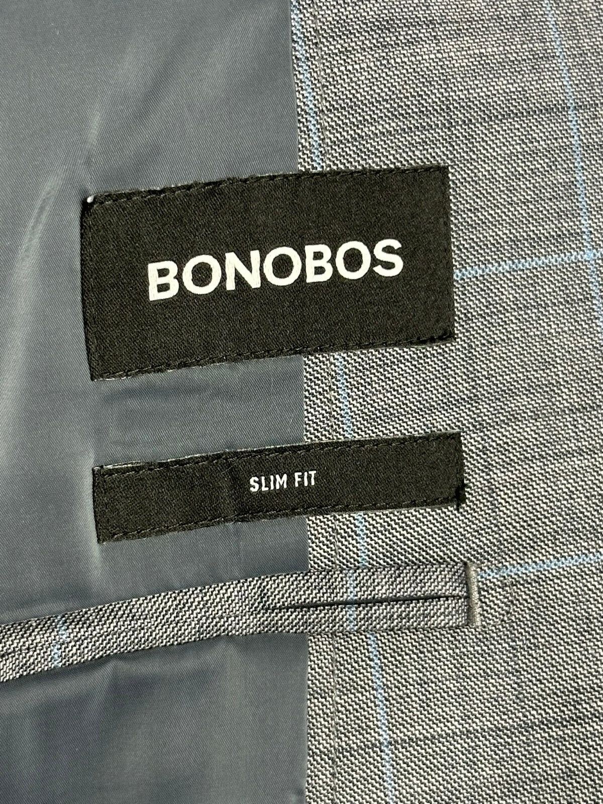 Bonobos Men's 38R Gray Plaid Slim Fit Wool Suit Jacket Blazer