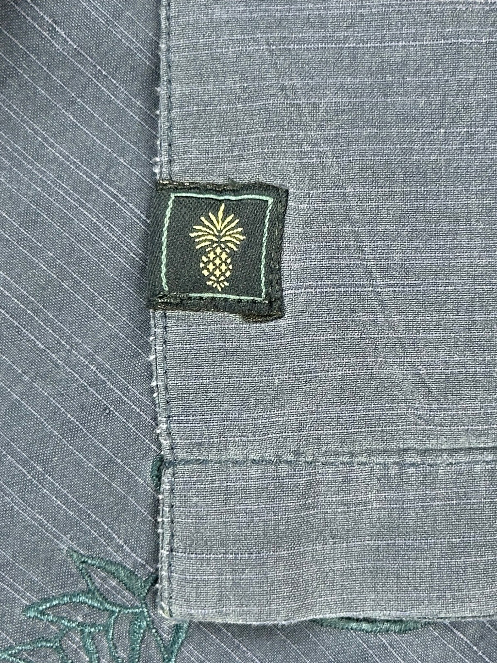 Tommy Bahama Mens XLT Blue Silk Cotton Embroidered Palm Camp Shirt Big Tall