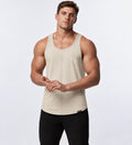 Vanquish Fitness VQ Mens M Tan Khaki Longline Curved Hem Tank Top Stringer