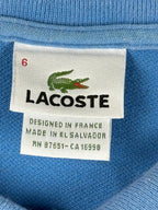 Lacoste Mens Polo Shirt Light Blue Pique Short Sleeve Crocodile Logo Size 6