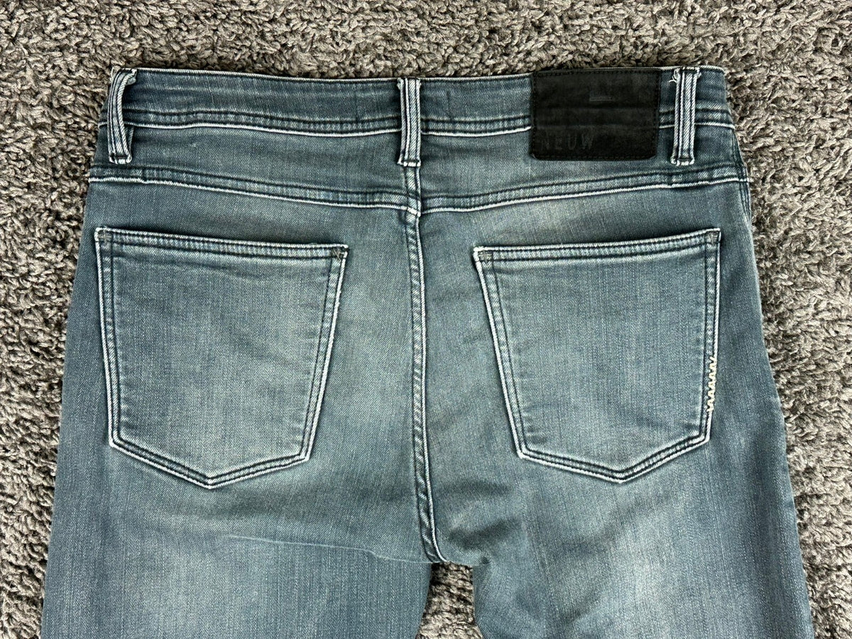NEUW Denim Mens Iggy Skinny Jeans 31x32 Washed Gray Button Fly Cotton