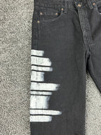 Vintage Levis 505 Jeans Mens 34x30 Black Made In USA Painted Distressed Grunge