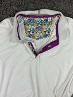 Robert Graham Mens 2XL White Aaron Paisley Contrast Knit Polo Shirt Rare