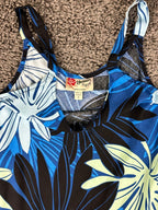Vintage Hilo Hattie Womens Small Blue Tropical Floral Print A-Line Sundress